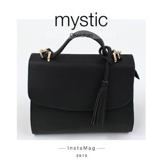 ミスティック(mystic)の少々難あり☆新品未使用 フラップ2wayバック ブラック(ショルダーバッグ)