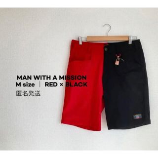 マンウィズアミッション(MAN WITH A MISSION)のMAN WITH A MISSION  ハーフパンツM ｜赤×黒　pink(ミュージシャン)