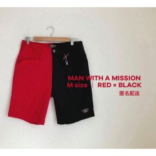 マンウィズアミッション(MAN WITH A MISSION)のMAN WITH A MISSION   ハーフパンツM ｜赤×黒  blue(ミュージシャン)