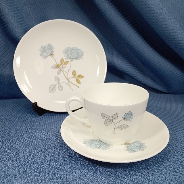 英国製 WEDGWOOD ウェッジウッド アイスローズ ティートリオ 黒壺印 2