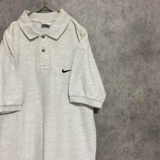 ナイキ(NIKE)の90S 銀タグ　NIKE ナイキ ポロシャツ　グレー　メンズ　L ワンポイント(ポロシャツ)