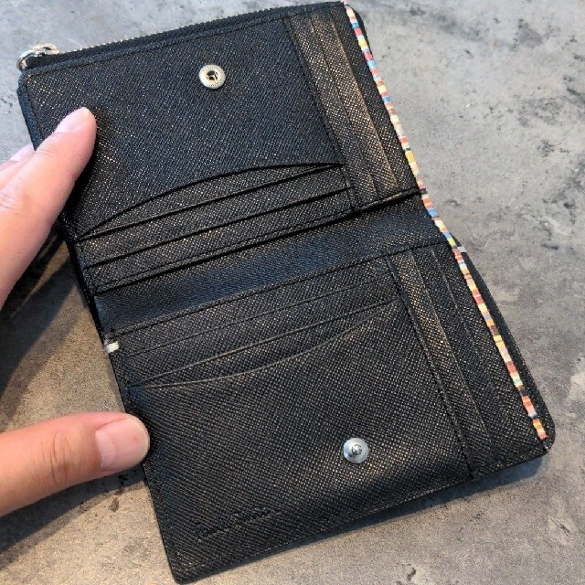 Paul Smith(ポールスミス)のPaul Smith ポールスミス L字ファスナー折財布 黒 マルチストライプ メンズのファッション小物(折り財布)の商品写真