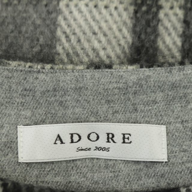 ADORE(アドーア)のアドーア ADORE チェック柄 ラップミニスカート 台形 黒 36 アイボリー レディースのスカート(ミニスカート)の商品写真