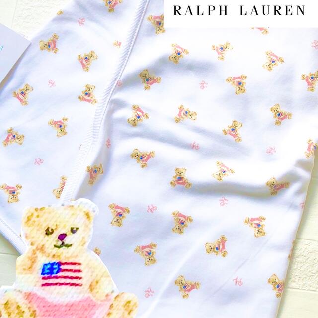 Ralph Lauren(ラルフローレン)の定番　人気　ラルフローレン おくるみ　ギフト　ピンク　フラグベア キッズ/ベビー/マタニティのこども用ファッション小物(おくるみ/ブランケット)の商品写真