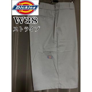 ディッキーズ(Dickies)のビックサイズ Dickies ハーフパンツ 同色ストライプ シルバー 海外古着(ショートパンツ)