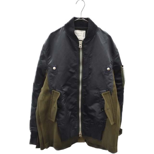 Sacai サカイ 21AW Wool Surge x Nylon Twill Blouson ウールサージ ブルゾン ネイビー 21-02660M