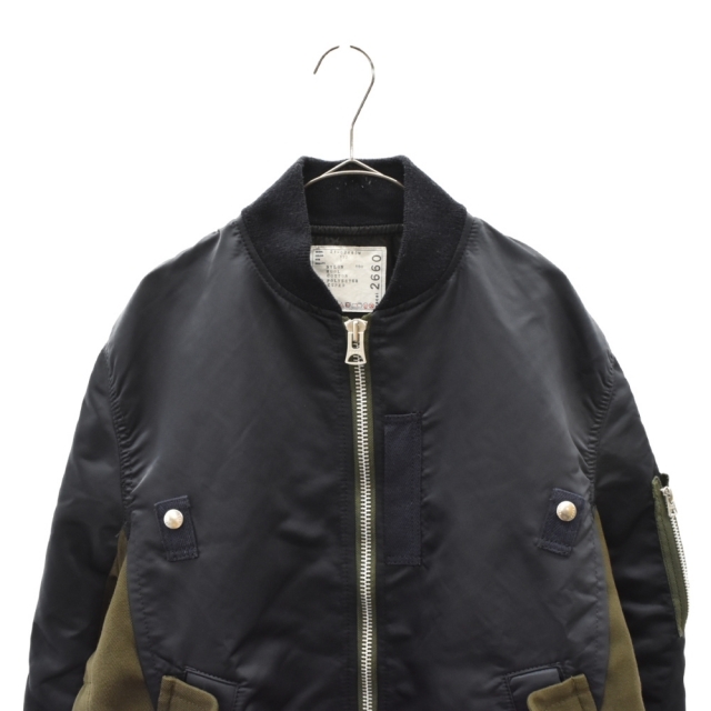 Sacai サカイ 21AW Wool Surge x Nylon Twill Blouson ウールサージ ブルゾン ネイビー 21-02660M