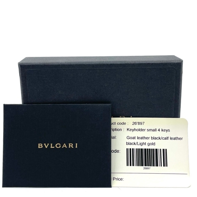 BVLGARI(ブルガリ)の【セール開催中】BVLGARI ブルガリ キーケース 4連 DOPPIO TONDO ドッピオトンド ダブルリング レザー    ブラック 黒 ゴールド金具 メンズ ギフト 美品【中古品】 レディースのファッション小物(キーケース)の商品写真