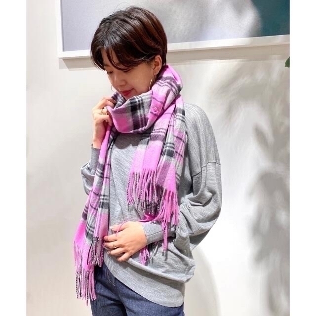 Johnstons☆ジョンストンズ☆SHIPS限定☆ピンクチェック大判ストール-