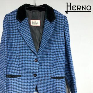 ヘルノ(HERNO)のHERNO ヘルノ テーラードジャケット ツイード 千鳥格子柄 高級(テーラードジャケット)