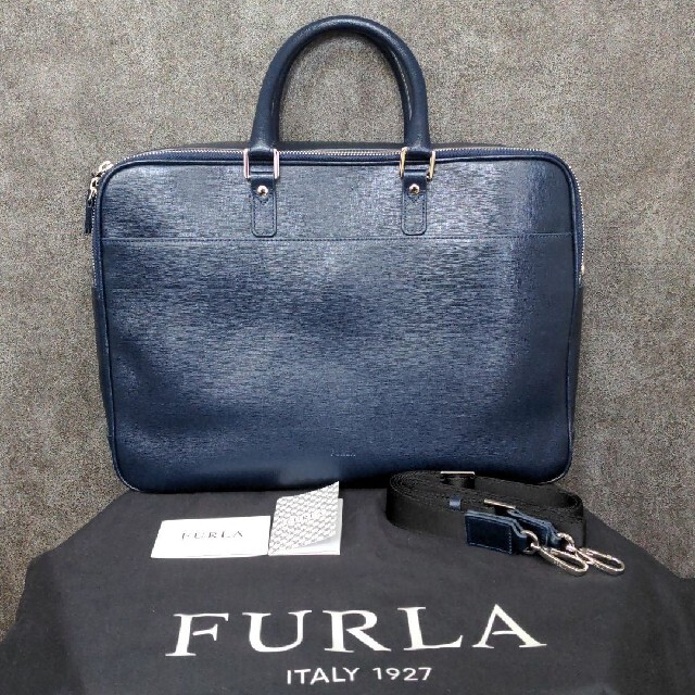 Furla - 【美品】FURLA ビジネスバッグ ブリーフケース ダークネイビー