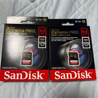 サンディスク(SanDisk)のSanDisk 64GB SDXCカード Extreme pro 2個 新品(PC周辺機器)