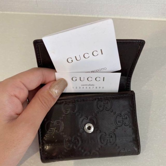 Gucci(グッチ)のGUCCI グッチ 名刺入れ コインケース カードケース GG柄 グッチシマ メンズのファッション小物(名刺入れ/定期入れ)の商品写真