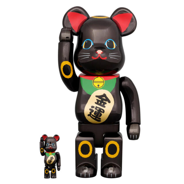 BE@RBRICK 招き猫 金運 黒メッキ 100％ & 400％フィギュア