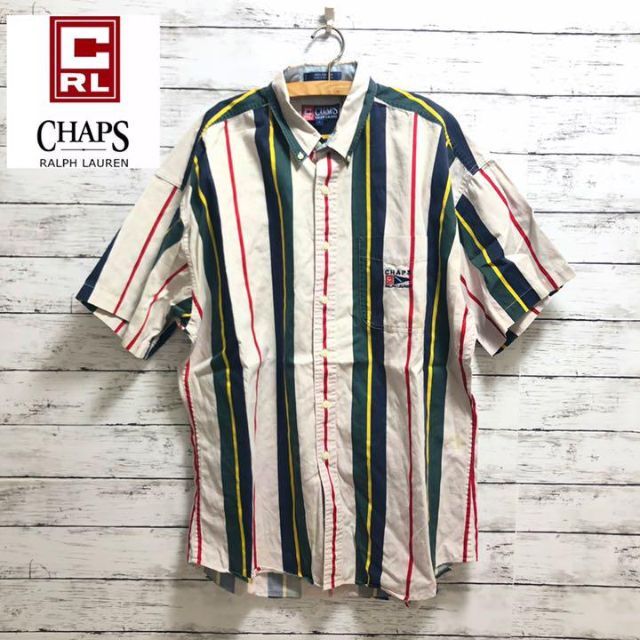 90s◆チャップス ラルフローレン ストライプシャツ オーバーシャツ レトロ