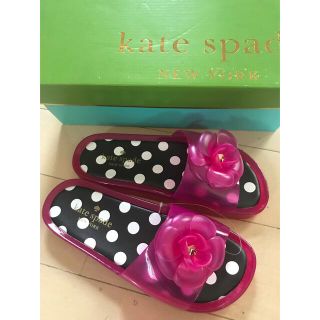 ケイトスペードニューヨーク(kate spade new york)の新品　レア！【ケイトスペード Kate Spade】ピンク　黒白水玉　サンダル(サンダル)