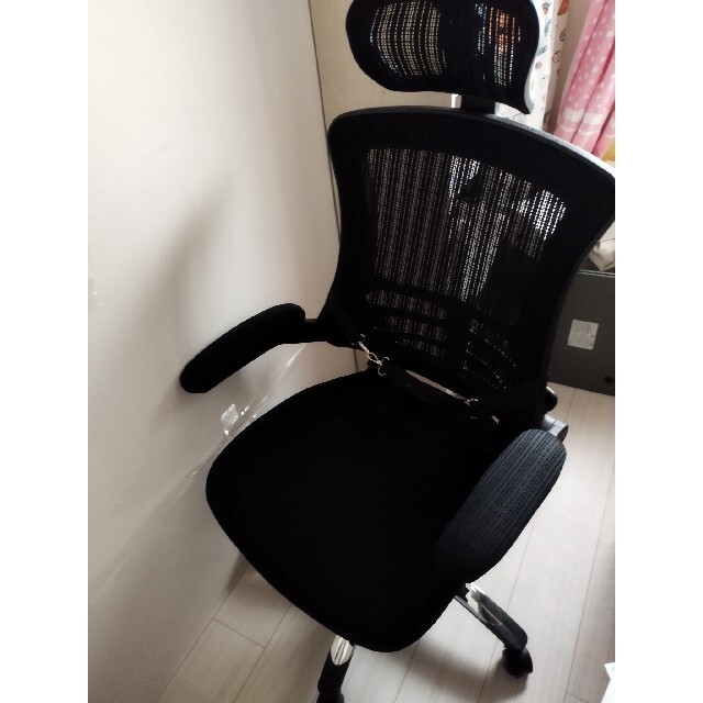 オフィスチェア　メッシュ　黒 インテリア/住まい/日用品の椅子/チェア(デスクチェア)の商品写真