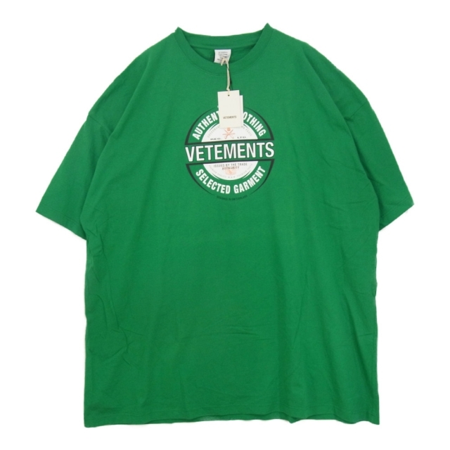 VETEMENTS ヴェトモン 20SS SS20TR373 BEER BADGE Tee ビール バッジ Tシャツ グリーン系 XL