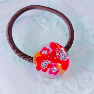 【売り切れました】♡🍒🍓夏のぷるんとお花ヘアゴム♡【ポニーフックに変更可】(ヘアアクセサリー)