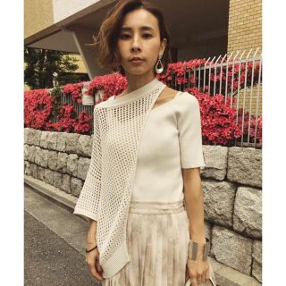 美品★ Ameri VINTAGE メッシュレイヤードニットトップス ホワイト