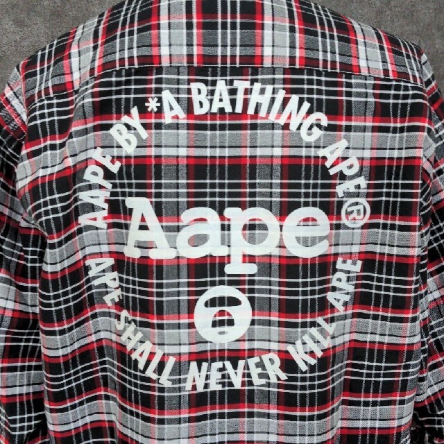 A BATHING APEエイプ  背面ロゴ  チェックシャツ ネルシャツ XL