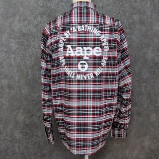 エーエイプバイアベイシングエイプ(AAPE BY A BATHING APE)のA BATHING APEエイプ  背面ロゴ  チェックシャツ ネルシャツ XL(シャツ)