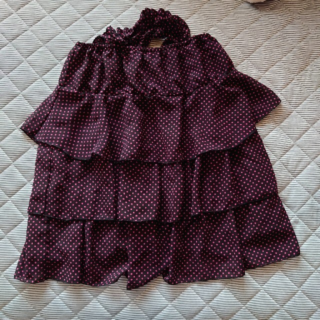 2way 3段ティアードスカート ピンクドット柄 レディースのスカート(ひざ丈スカート)の商品写真