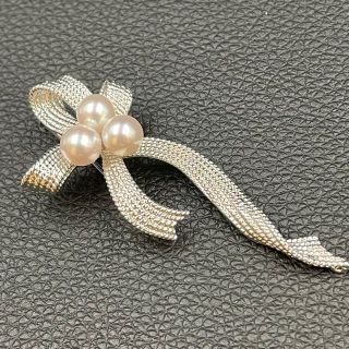 TASAKI - タサキ 田崎 ブローチ シルバー 925刻印 パール リボン