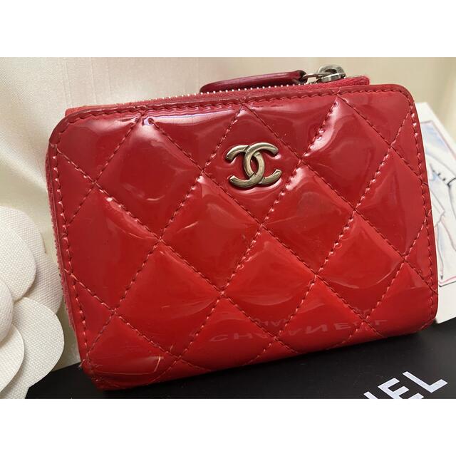 _^様専用 CHANEL マトラッセ 折り財布 エナメル レッド _^様専用 CHANEL マトラッセ 折り財布 エナメル レッド
