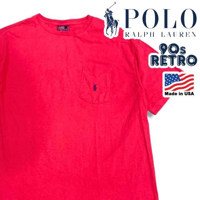 90s USA製 ポロ ラルフローレン ポケット付 Tシャツ L POLO