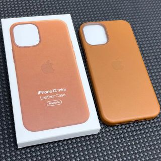 アップル(Apple)のアップル純正 iPhone12mini レザーケース美品(iPhoneケース)