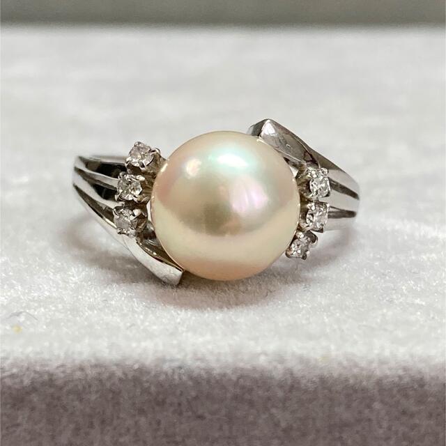 Pt900◯あこや真珠10.1㎜✨ダイヤ0.20ct✨リング✨つやつやあこや綺麗