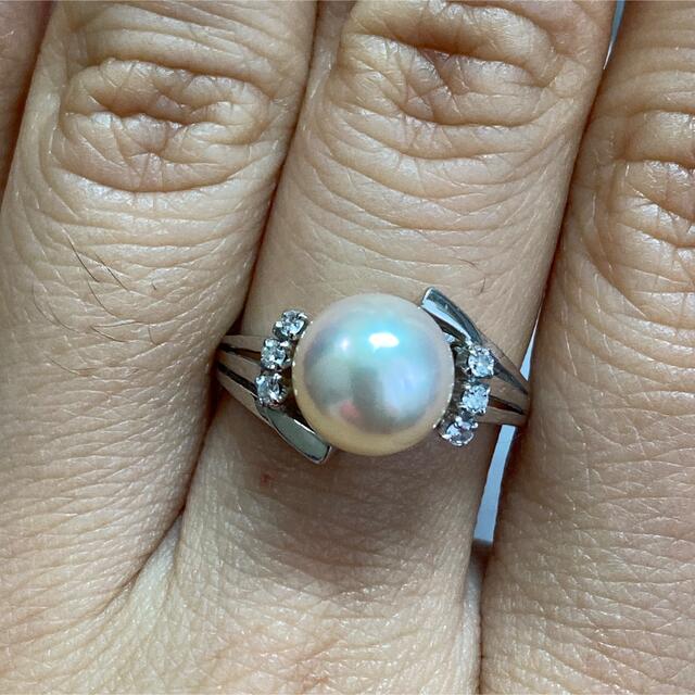 Pt900 アコヤ真珠とダイヤモンドのリング　指輪
