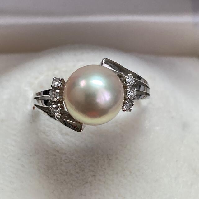 Pt900 アコヤ真珠とダイヤモンドのリング　指輪