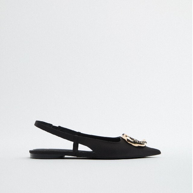 Rakuten ☘️K2☘️ZARA ラインストーン スリングバック フラットバレエシューズ 39 ZARA オーナメント スリングバック フラットシューズ 36
