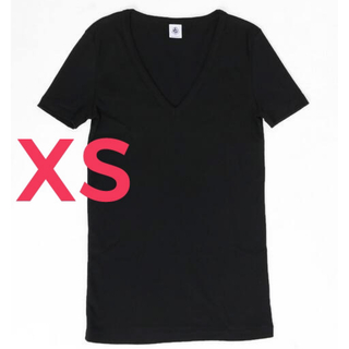 プチバトー(PETIT BATEAU)の【新品】プチバトーVネック半袖TシャツXS(Tシャツ(半袖/袖なし))