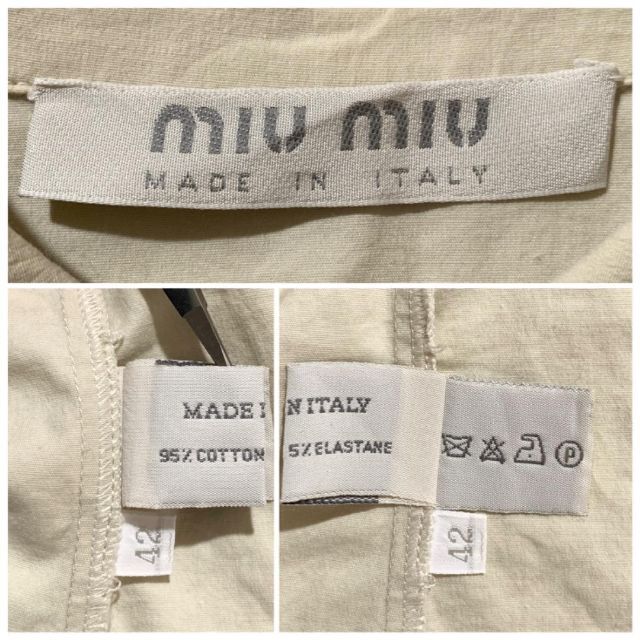 miumiu(ミュウミュウ)のイタリア製 ミュウミュウ ノースリーブシャツ ブラウス 42 M ベージュ 夏 レディースのトップス(シャツ/ブラウス(半袖/袖なし))の商品写真