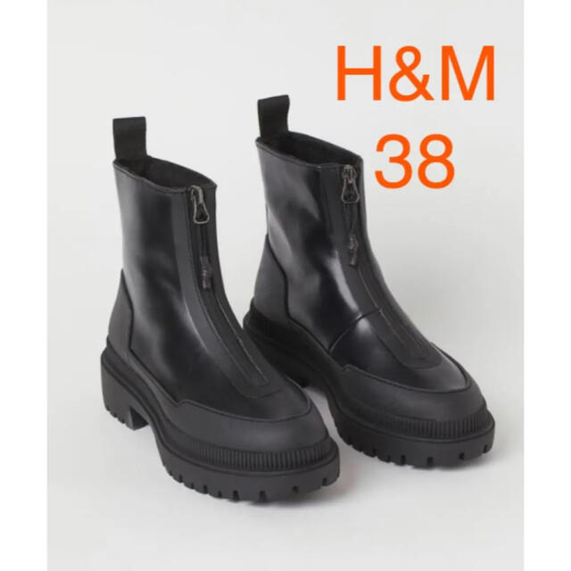 H&M フロントジップブーツ　38 24.5cm