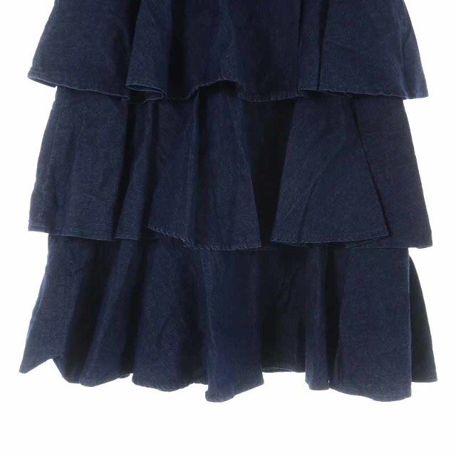 TSURU by Mariko Oikawa(ツルバイマリコオイカワ)のツル バイ マリコオイカワ ティアードスカート デニムスカート 38 M 紺 レディースのスカート(ロングスカート)の商品写真