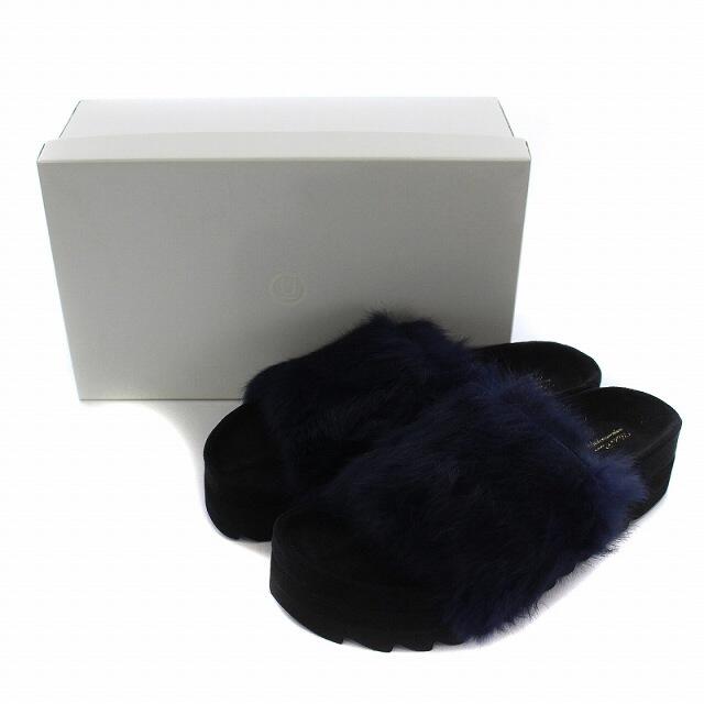 アンダーカバー UNDERCOVER 20SS ファー サンダル 紺 黒