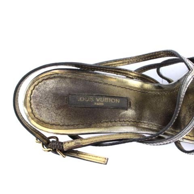LOUIS VUITTON(ルイヴィトン)のルイヴィトン ストラップ サンダル レザー 36.5 23.5cm シルバー レディースの靴/シューズ(サンダル)の商品写真