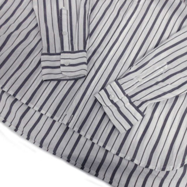 Rope' Picnic(ロペピクニック)のロペピクニック シャツ 長袖 スキッパーカラー ストライプ 白 紺系 38 レディースのトップス(シャツ/ブラウス(長袖/七分))の商品写真