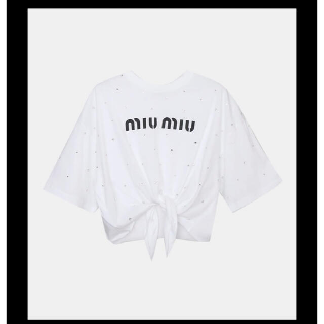 刺繍入り ジャージー Tシャツ MIU MIU mii様専用出品 刺繍入り ジャージー Tシャツ MIU MIU mii様専用出品