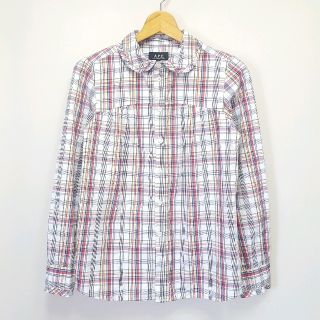 アーペーセー(A.P.C)の★ルーマニア製 A.P.C. チェック フリル ラウンドカラー シャツ ブラウス(シャツ/ブラウス(長袖/七分))