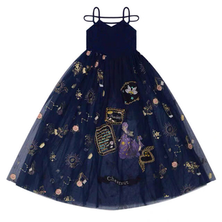 トゥアリス(To Alice)の暗闇の姫　刺繍　黒色ロングスカート　vintage ロリータ やみかわ  量産系(ロングワンピース/マキシワンピース)