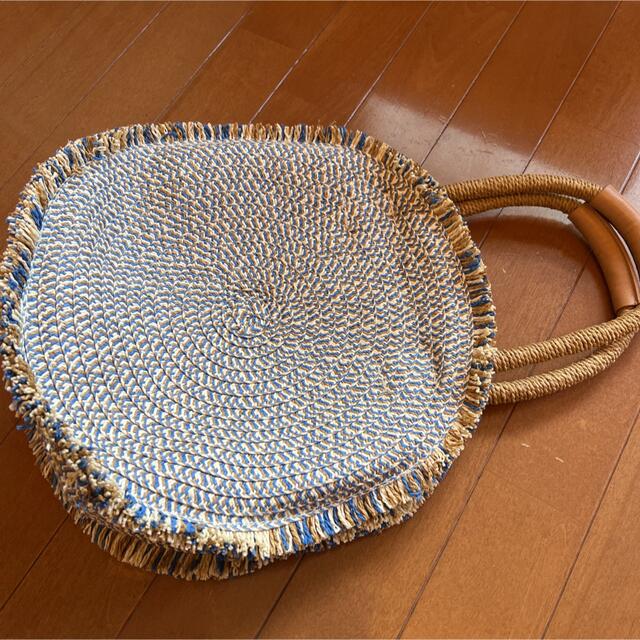 ZARA(ザラ)のZARA💕可愛い丸カゴバック💕美品ブルー系 レディースのバッグ(かごバッグ/ストローバッグ)の商品写真