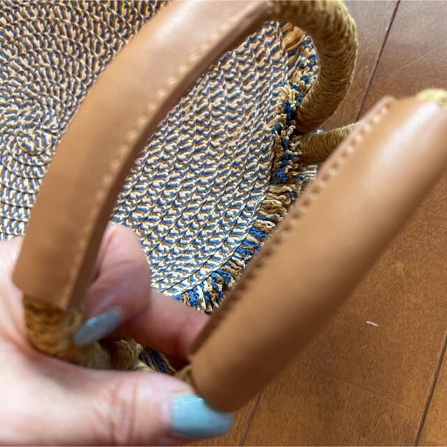 ZARA(ザラ)のZARA💕可愛い丸カゴバック💕美品ブルー系 レディースのバッグ(かごバッグ/ストローバッグ)の商品写真