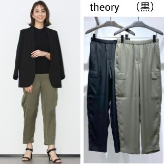 セオリー(theory)の専用　theory☆サテンカーゴパンツ　黒　P(クロップドパンツ)