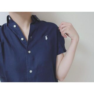 ポロラルフローレン(POLO RALPH LAUREN)のラルフローレン　半袖リネンシャツ　ネイビー(シャツ/ブラウス(半袖/袖なし))