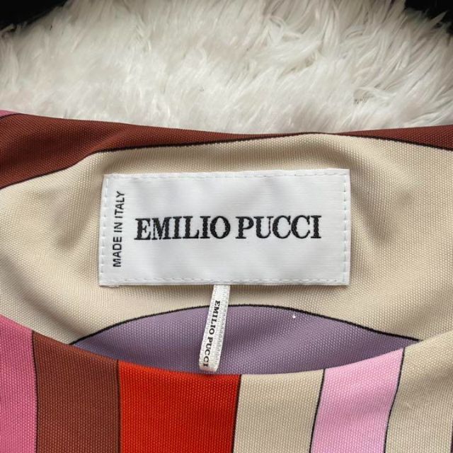 EMILIO PUCCI(エミリオプッチ)の【美品】EMILIO PUCCI  ワンピース　大きいサイズ　プッチ柄　ベルト レディースのワンピース(ひざ丈ワンピース)の商品写真